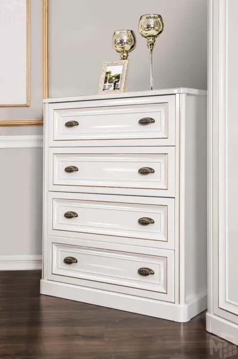 Комод Натали 4 ящ. узкий белый глянец