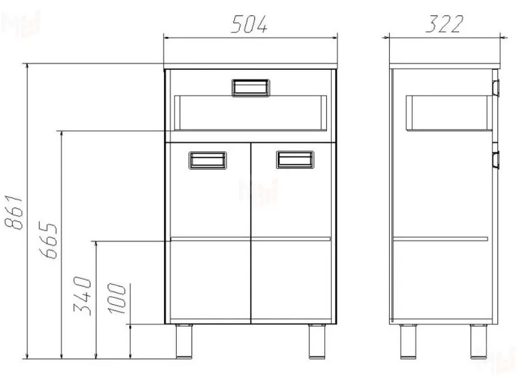 Комод 50 Cube с одним ящиком Домино