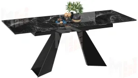 Стол обеденный Гермес Черный муар, Стекло глянцевое черный мрамор