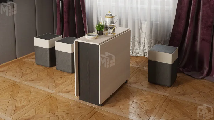 Стол-книжка тип 2 Антрацит/Дуб крафт белый