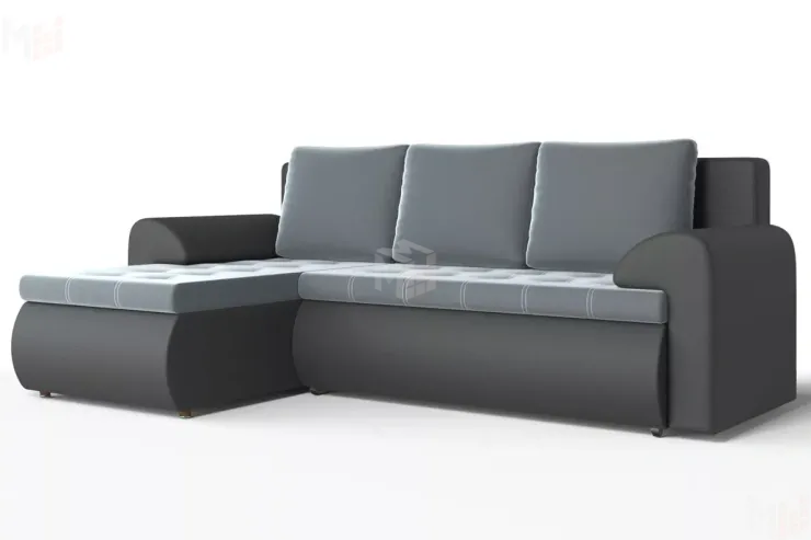 Угловой диван Ванкувер (левый) Серый, Черный