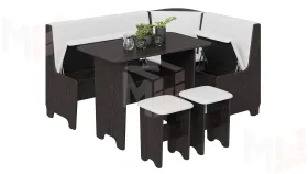 Кухонный уголок Техас Исп.1 Венге, Экокожа белая