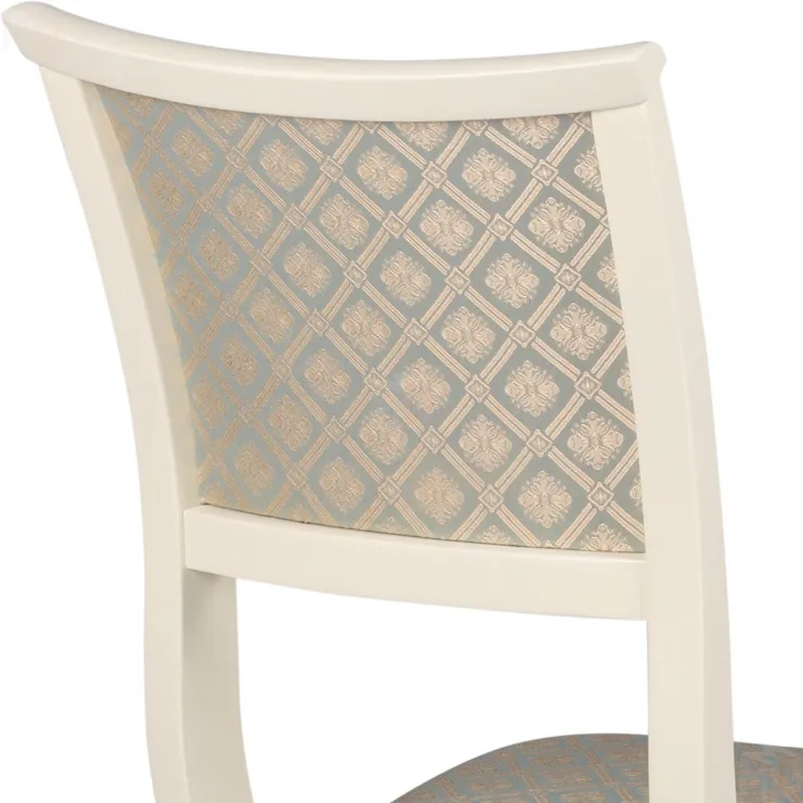 Стул деревянный с мягким сиденьем Камир Слоновая кость/Бирюзовый жаккард