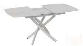 Стол обеденный раздвижной Манхеттен Т1 Белый муар, Стекло матовое белый мрамор