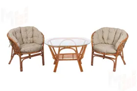 Комплект Багама Дуэт с бежевыми подушками и овальным столом