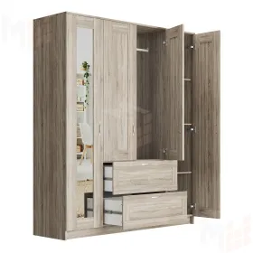 Шкаф Сириус 4 двери 2 ящика (1 зеркало) сонома