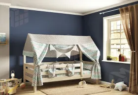 Кровать с надстройкой Соня (прозрачный лак)