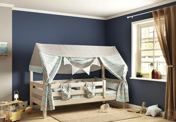 Кровать с надстройкой Соня (прозрачный лак)