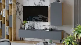 Гостиная Порто №3 - ГН-393.003 Яблоня Беллуно, Графит софт