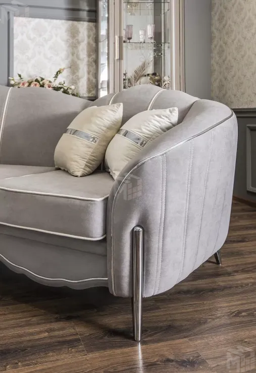 Диван Гравита угловой 3-у-1 серый серебро