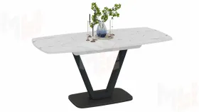 Стол обеденный Сингапур Тип 1 Черный муар, Стекло белый мрамор