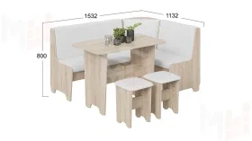 Кухонный уголок Техас Исп.1 Дуб Сонома, Экокожа белая