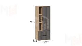 Шкаф для посуды Хилтон Исп.2 - 413.26 Дуб Крафт золотой, Графит матовый