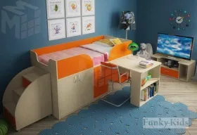Кровать детская с выдвижным столом Фанки Кидз 10
