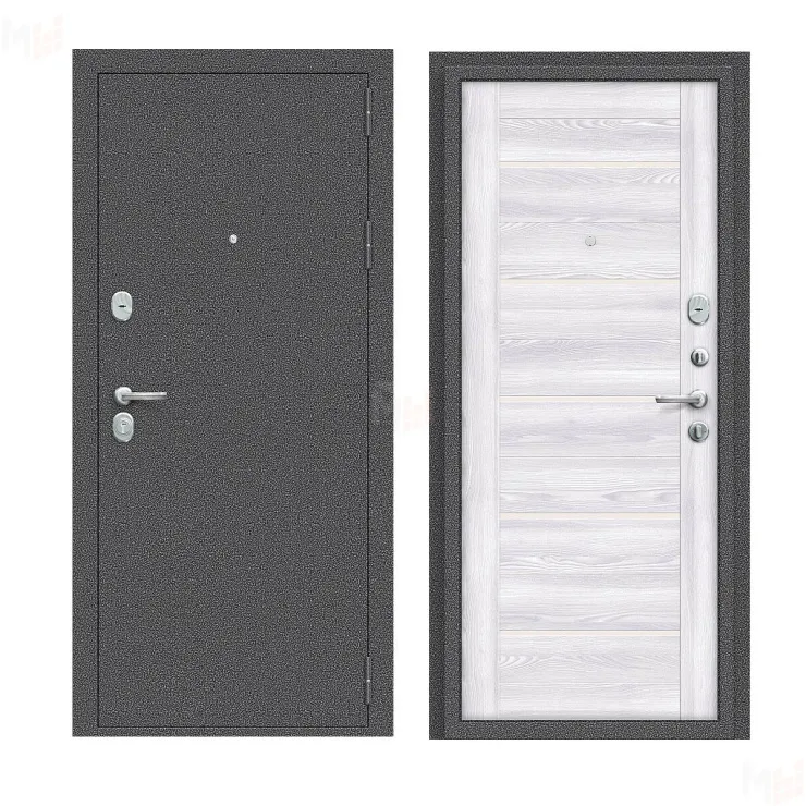 Входная металлическая дверь Тайга-9 Антик Серебряный/Царга