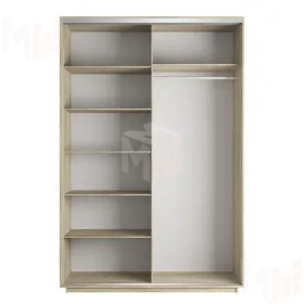 Шкаф-купе Оптим 2-х дверный Зеркало  4 секции 160 см. 1 штанга, 6 полок