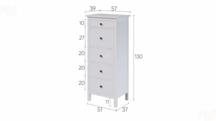 Комод Кымор 5 ящиков белый