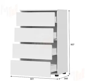 Комод Токио 4 ящика Белый текстурный 