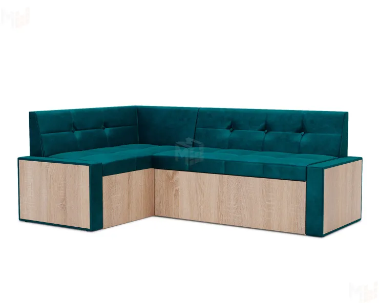 Таллин Левый угол (Бархат сине-зеленый STAR VELVET 43 BLACK GREEN) 190х83х120 см