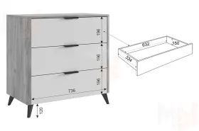 Комод Адам дуб крафт золотой/графит