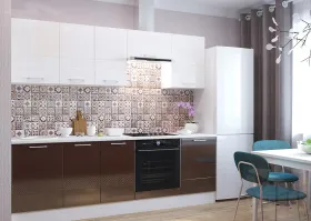 Кухня Люкс 2,4 белый глянец/шоколад глянец