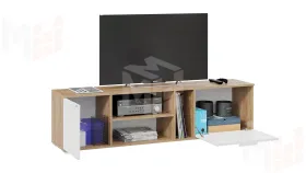 Тумба под ТВ Хилтон - 413.11 Дуб Крафт золотой, Белый матовый