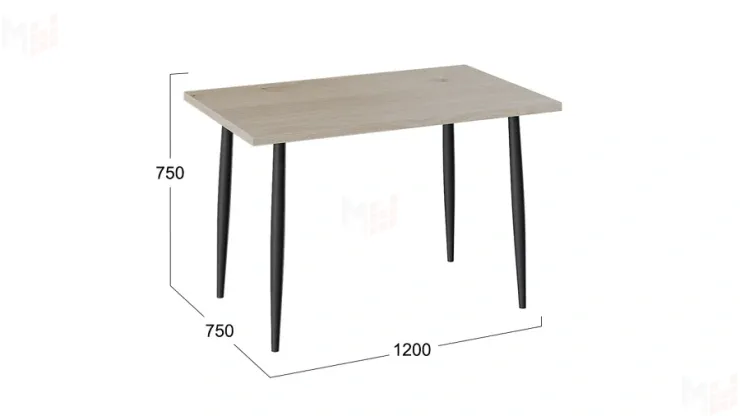 Стол Невада - ДП1-02-08 Дуб Эврика, Черный матовый