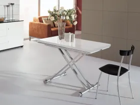 Стол обеденный трансформер B2166 (белый лак/черный лак)