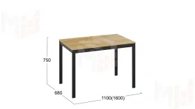 Стол раздвижной Слайд Тип 2 Черный муар, Дуб Крафт золотой