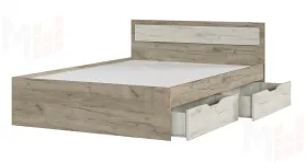 Кровать Гармония 1,4 КР-605 с ящиками дуб крафт белый - дуб крафт серый