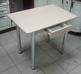 Стол прямоугольный с ящиком 900*600 (дуб сонома), ножки хром