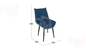 Стул Фэнди К1С  Черный муар, Велюр Confetti Blue