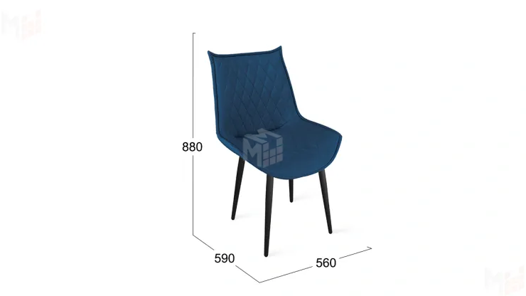 Стул Фэнди К1С  Черный муар, Велюр Confetti Blue