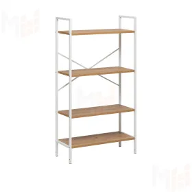 Стеллаж Leset Стилвуд 24 широкий, 4 полки (Белый/Дуб крафт золотой)