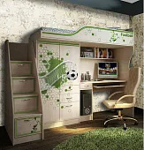 Кровать-чердак Футбол со столом и тумбой-лестницей