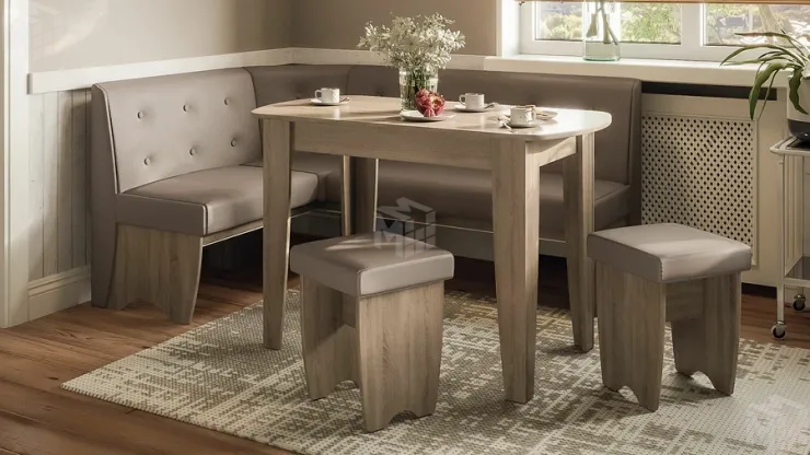 Кухонный уголок Барселона Дуб Сонома трюфель, Микровелюр Duna Stone