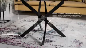 Стол обеденный раздвижной Бергамо Тип 1 Черный муар, Стекло матовое белый мрамор