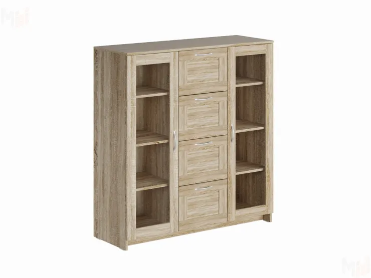 Тумба Сириус 2 двери и 4 ящика 117*123 Сонома