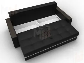 Диван прямой с декором Лига-096 НПБ ( Черный;Белый )