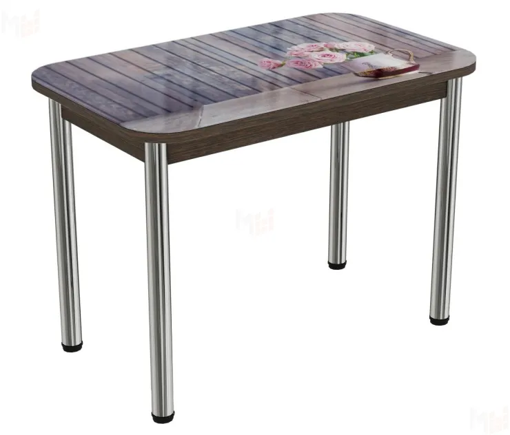 Стол прямоугольный с фотопечатью Розы, ноги прямые