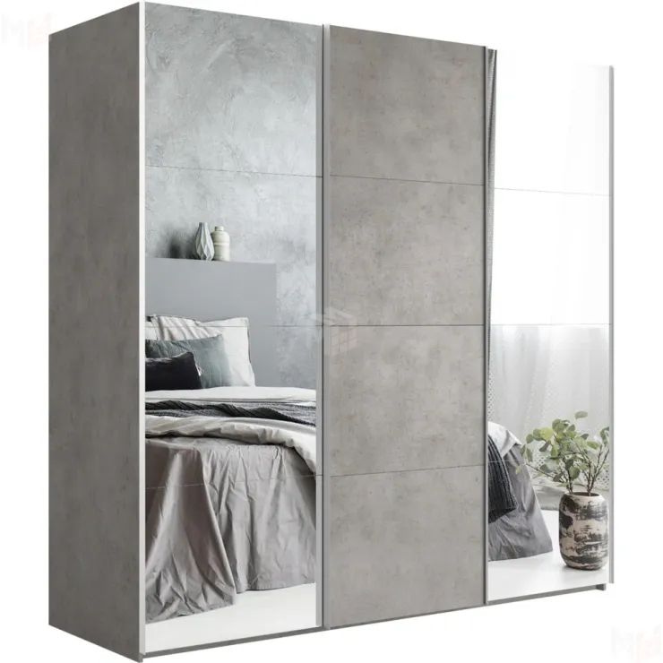 Шкаф-купе Эста 3-х дверный Медиум (4 посредине) (4 ЛДСП / 8 Зеркал) 240 см.