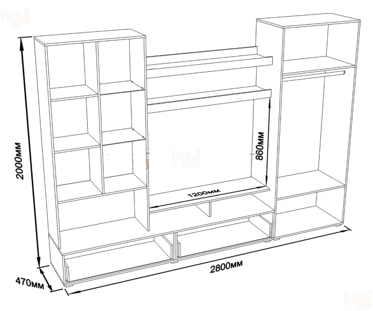 Гостиная Ненси-1 (венге/белый глянец)