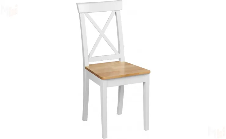 Стул деревянный с жестким сиденьем Бергольф Белый/Натуральный