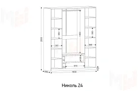 Шкаф 4-х створчатый Николь 24 Кашемир/Черный