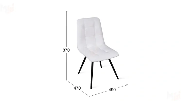 Стул Бруно (конус Т3) Черный муар матовый, Кожзам Белый