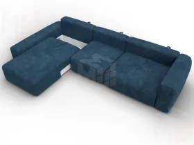 Диван угловой Лига-066 НПБ Лонг угол левый ( BRUT 11 синий )