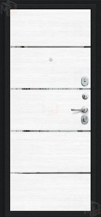 Входная металлическая дверь Лайн Букле черное/Snow Melinga