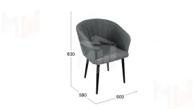 Стул Верона Т6 Черный муар, Велюр D016 темно-серый