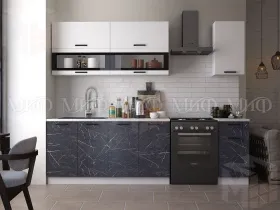 Кухня Техно New 2,0 комп.№2 Белый глянец/Мрамор темный