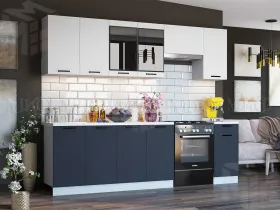 Кухня Техно New 2,6 комп. №3 Белый снег софт/Ультрамарин софт